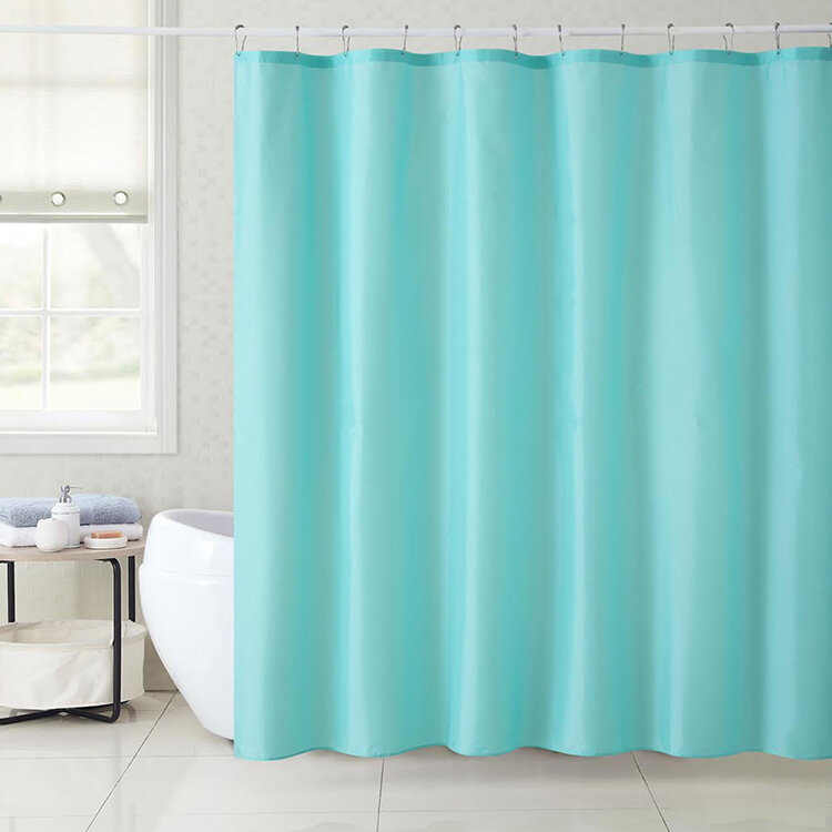 180x180cm Solid Color Waterproof Shower Curtain Mold Resistant Bath Curtain With 12 Hooks