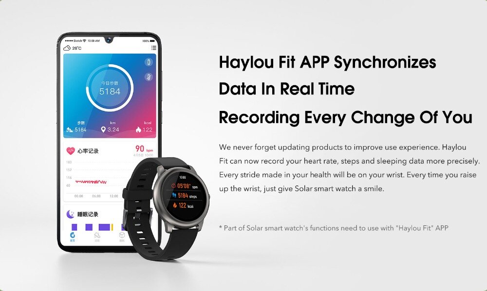 Haylou Solar Full Round Screen Wristband 12 Activity Monitor Heart Rate Monitor 30 Days Standby Smart Watch