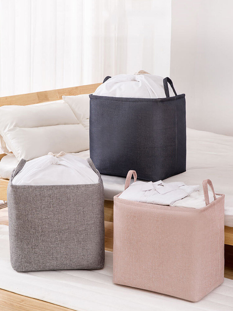 1PC Cotton Linen High Capacity Drawstring Clothes Quilts Storage Bag Folding Organizer Bags