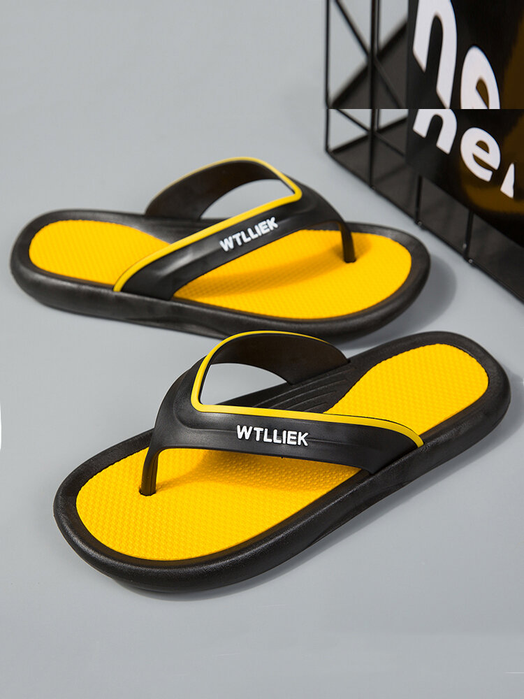 

Men Casual Non Slip Outdoor Daily Flip Flops Beach Water Slippers, Yellow;black;gray