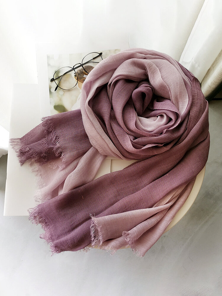 

Cotton And linen Scarf Ladies Autumn And Winter Gradient Color Matching Ladies Forest Women Slub Yarn Shawl