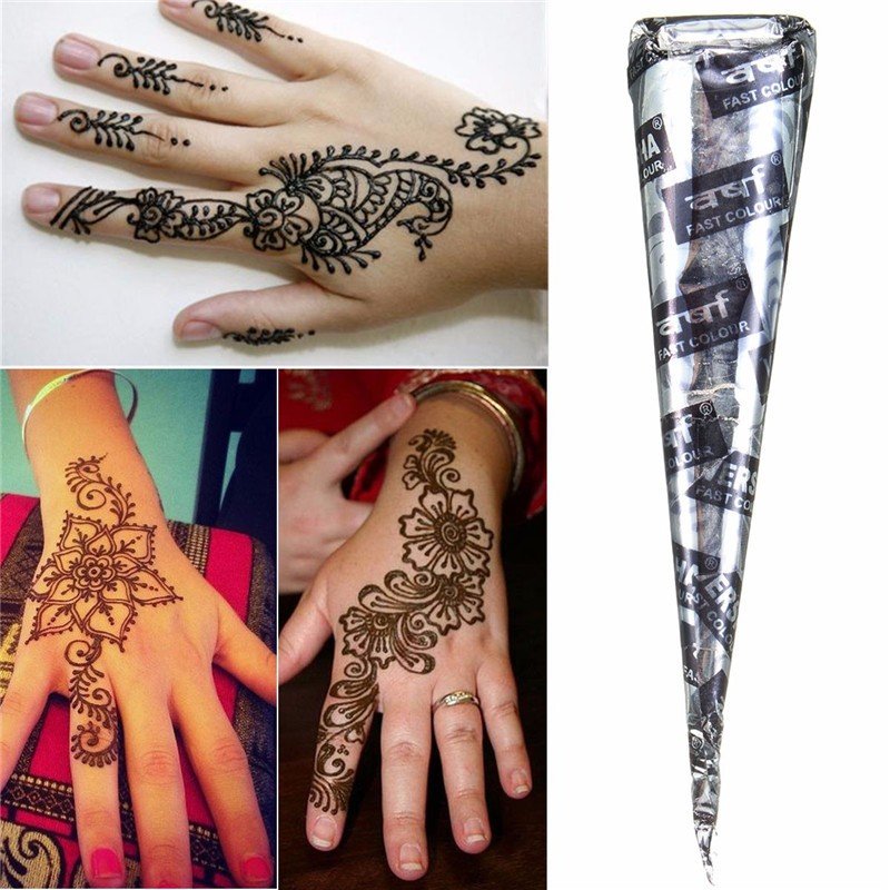 

1Pcs Natural Herbal Henna Tattoo Paste Cone Pure Plant Tattoo Pigment Body Paint Temporary Tattoo