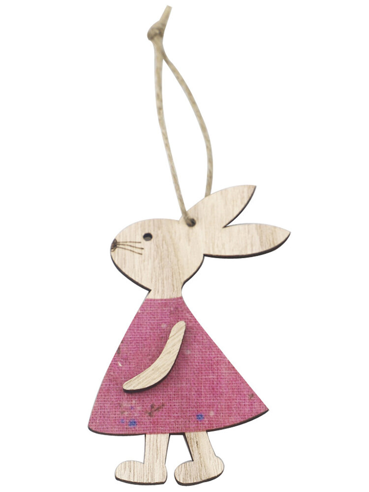 Пасхальное украшение Деревянный пасхальный кролик Кулон Домашнее украшение Кулон