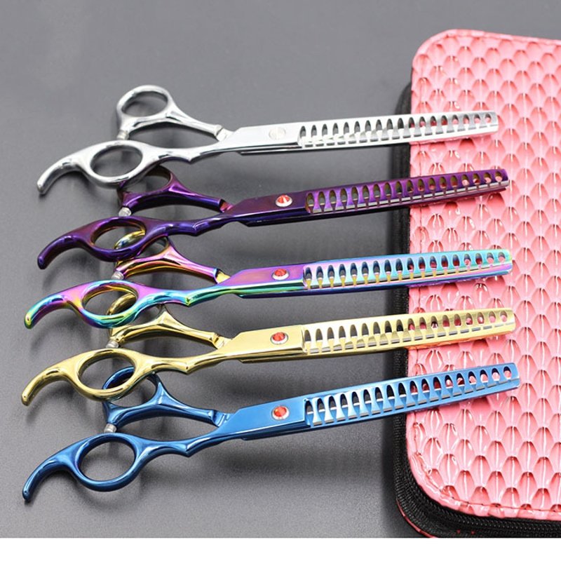 

7" Professional Pet Dog Scissors Thinning Cutting Shears Cats Grooming Scissors Hair Trimming Tools, Multicolour;gold;purple;natural