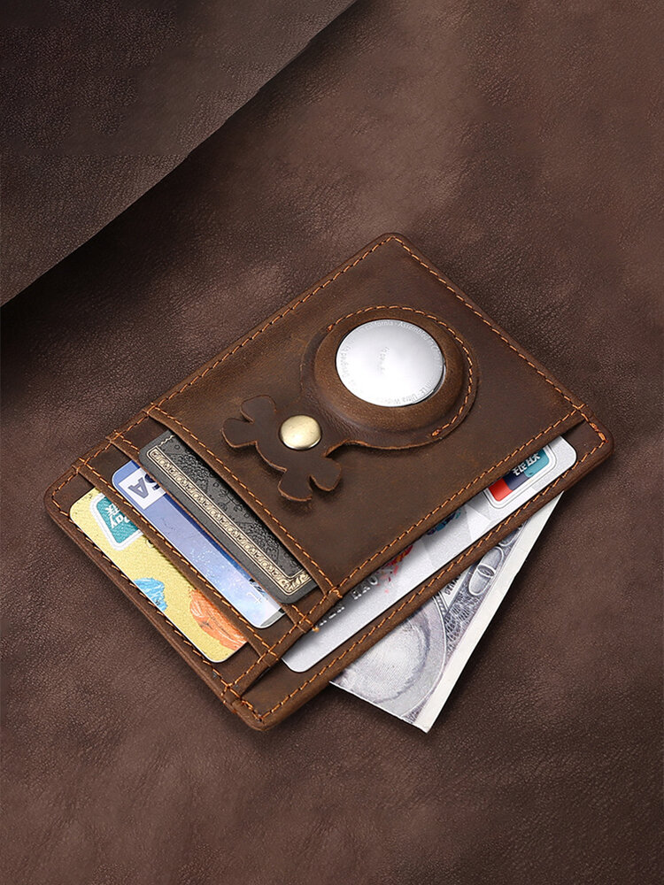 Menico Men's Leather Airtag Locator Multi Card Slot Bag ID Bag Coin Purse
