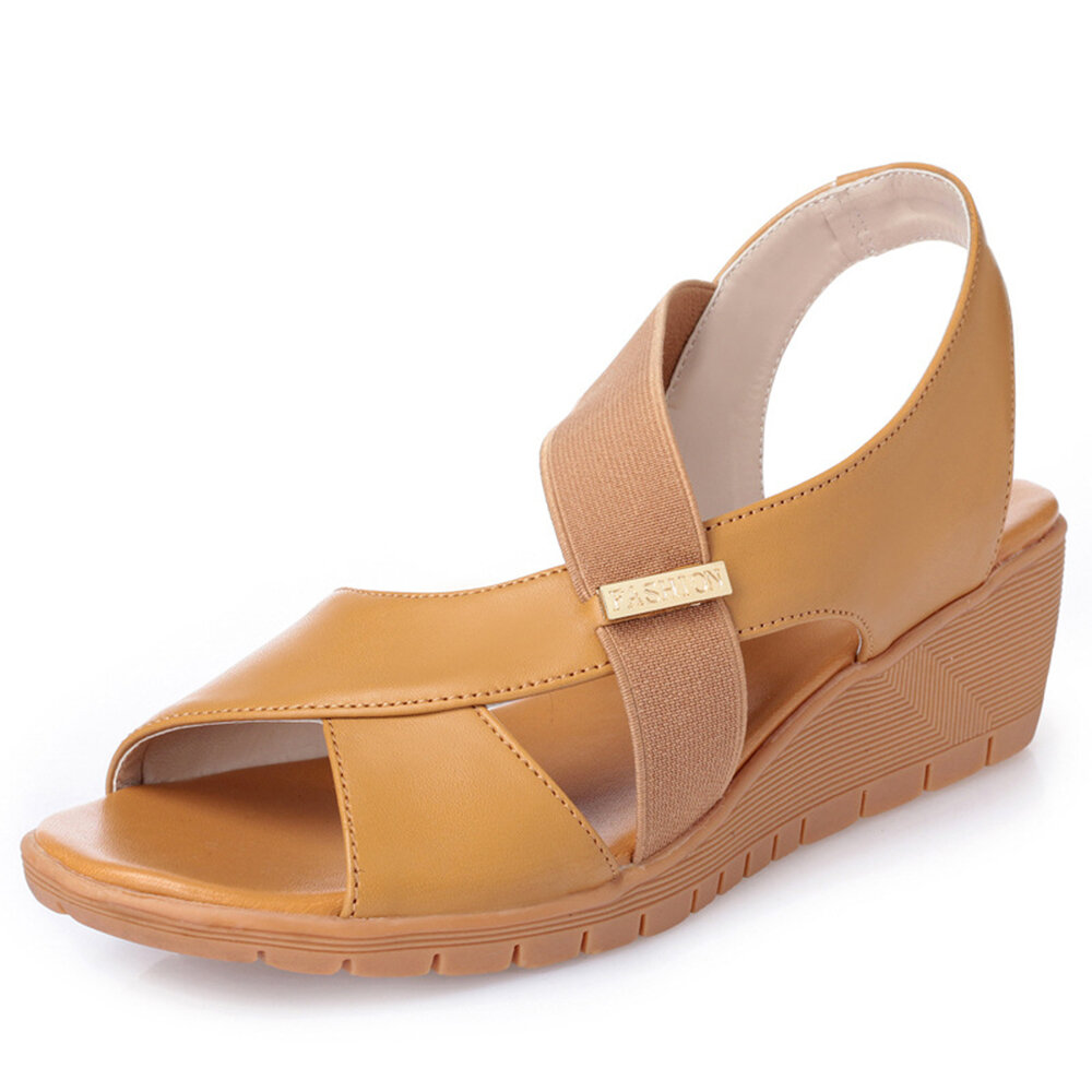 Splicing Slip On Pure Color Casual Wedges Sandals