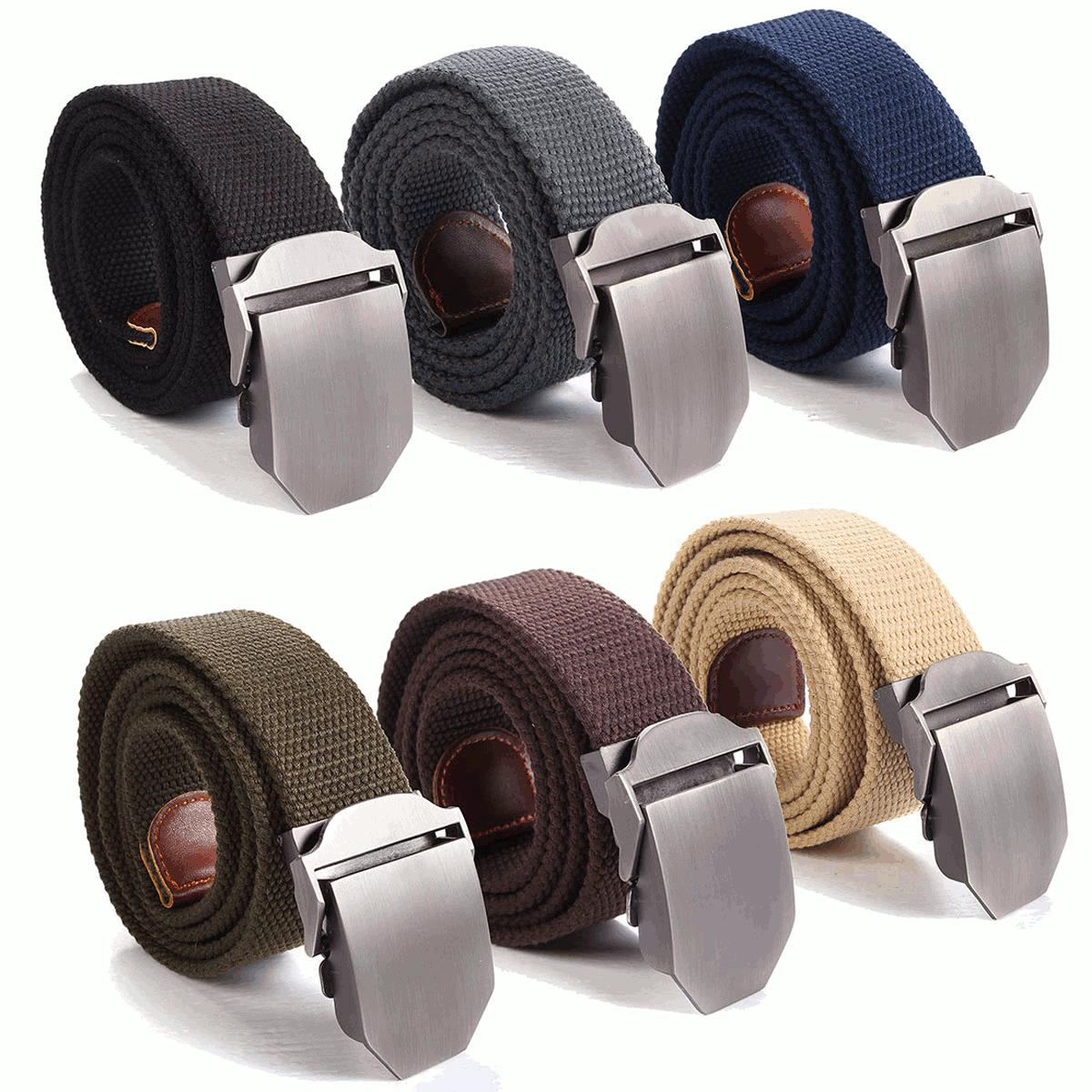 

Mens Long Weave Canvas Web Belt Outdoor Slider Buckle Durable Adjustable Belt, Army green;khaki;navy;coffee;black;dark gray