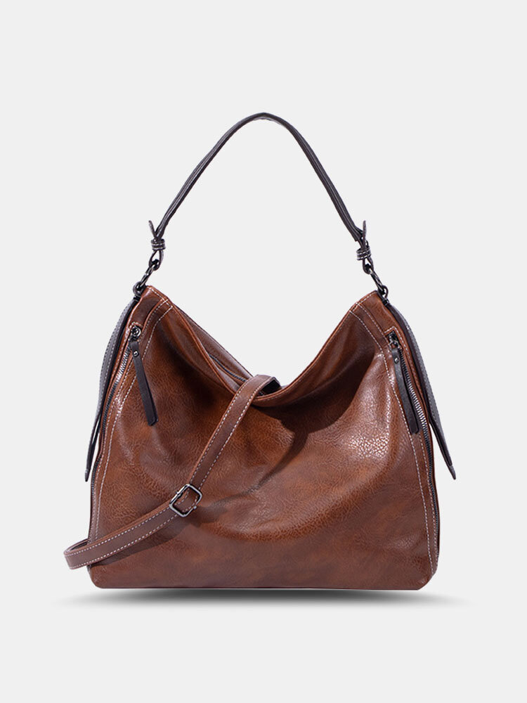 Retro Faux Leather Waterproof Convertible Strap Crossbody Bag Large Capacity Shoulder Bag
