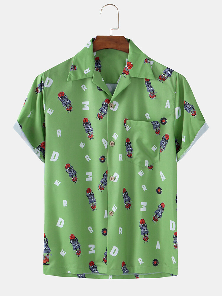Men Fun Cartoon Printed Beach Holiday Casual Shirt
