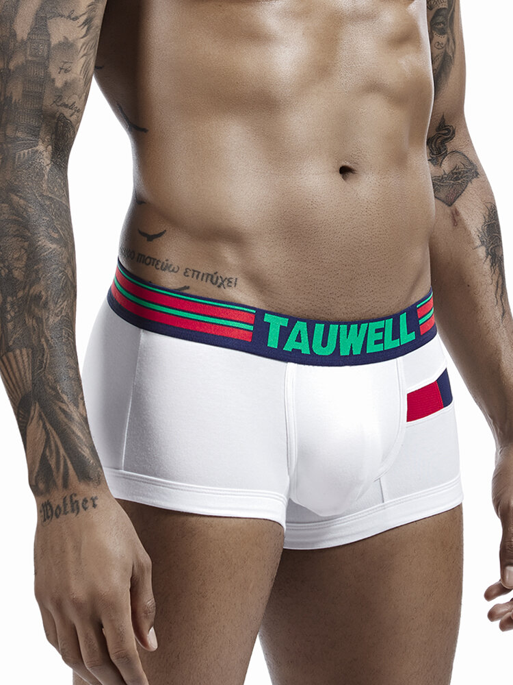 Men Breathable Cotton Underwear Patchwork Colorblock Sport Pouch Boxer Briefs