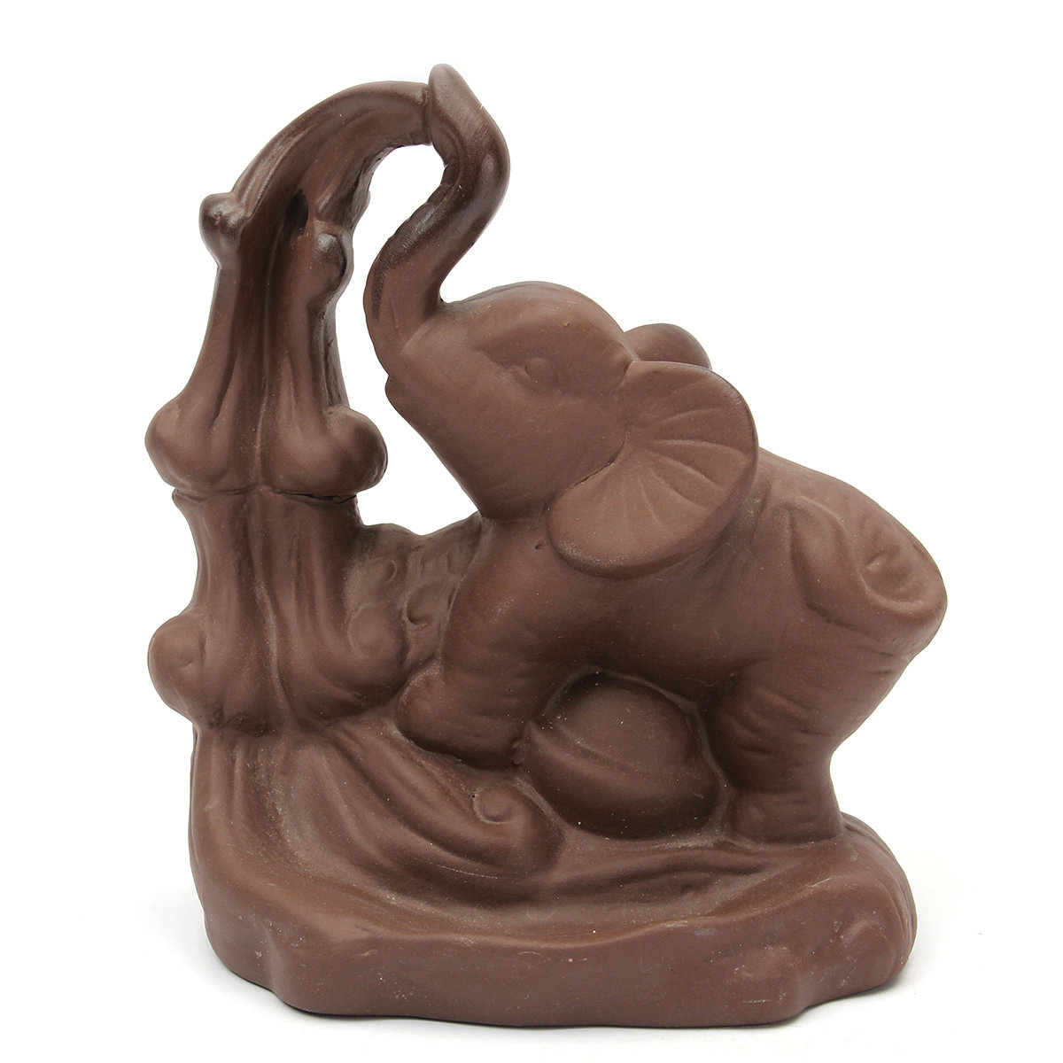 

12x13.5cm Ceramic Backflow Incense Holder Burner With 7 Cones Elephant Playing Water Statue Home Dec