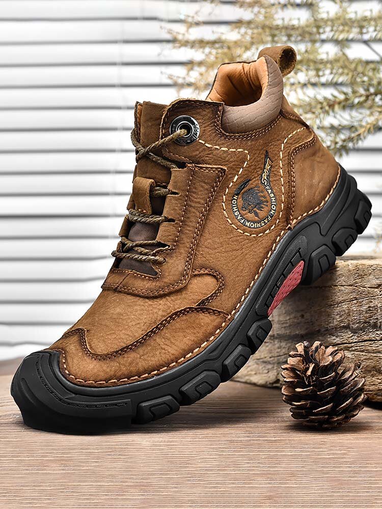 Men Stitching Handmade Non Slip Wearable Outdoor Casual Boots