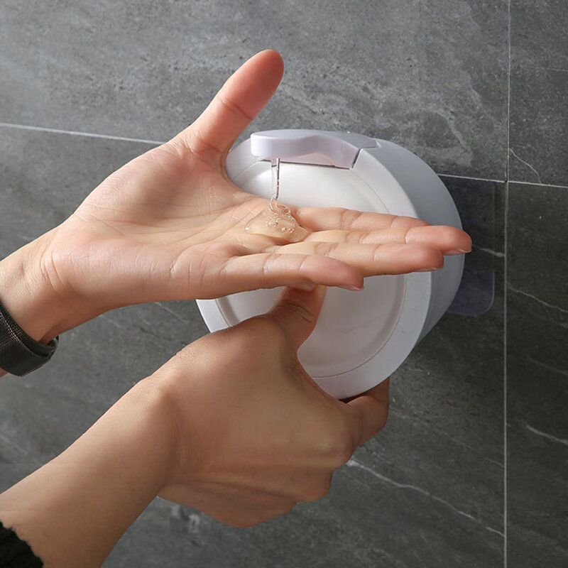 

350mL Manual Liquid Dispenser Wall Mount Hand Sanitizer Shampoo Container Bottle Kitchen Bathroom Hand Washing Device, White