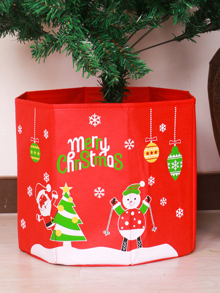 Santa Claus Snowman Christmas Tree Skirt Stands Xmas Party Decoration Box Fence
