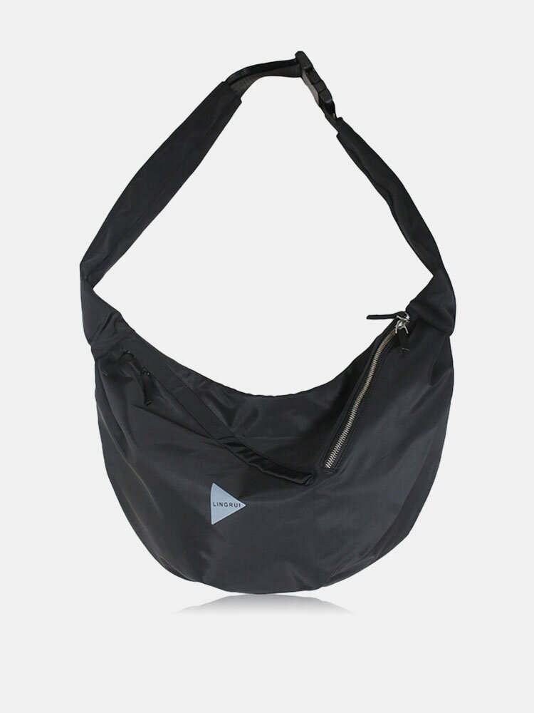 Men Nylon Casual Waterproof Portable Solid Color Crossbody Bag