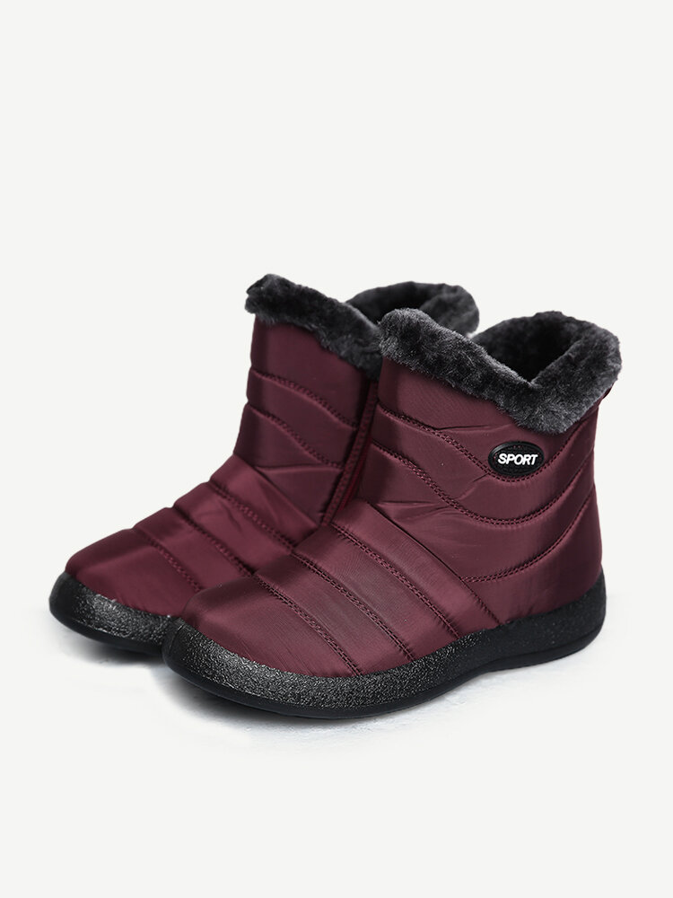 Large Size Women Winter Antiskid Waterproof Plush Lined Zipper Short Boots