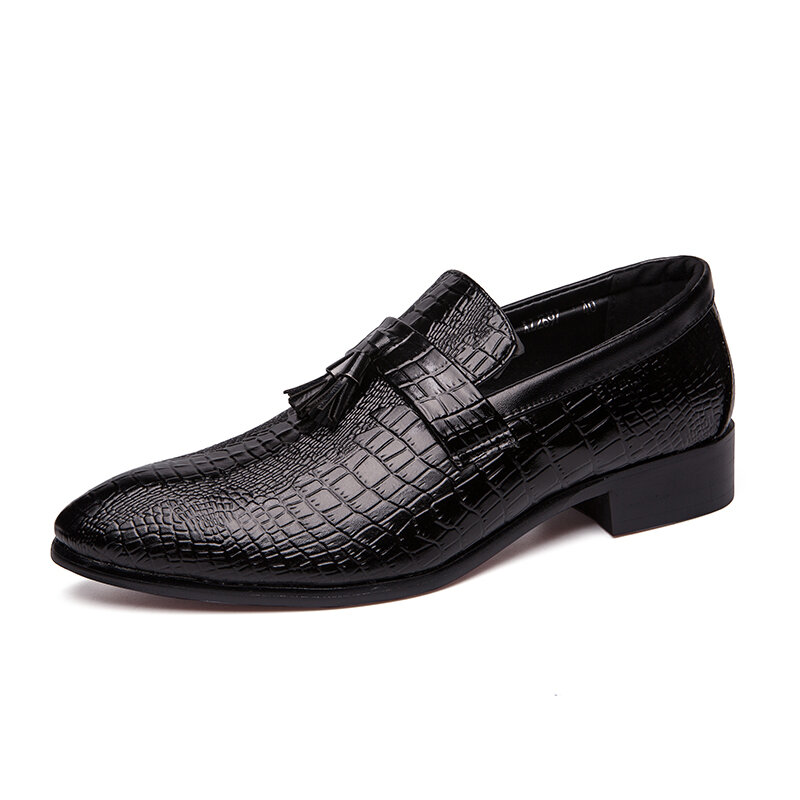 Men Microfiber Leather Crocodile Pattern Loafers Slip On Dress Shoes