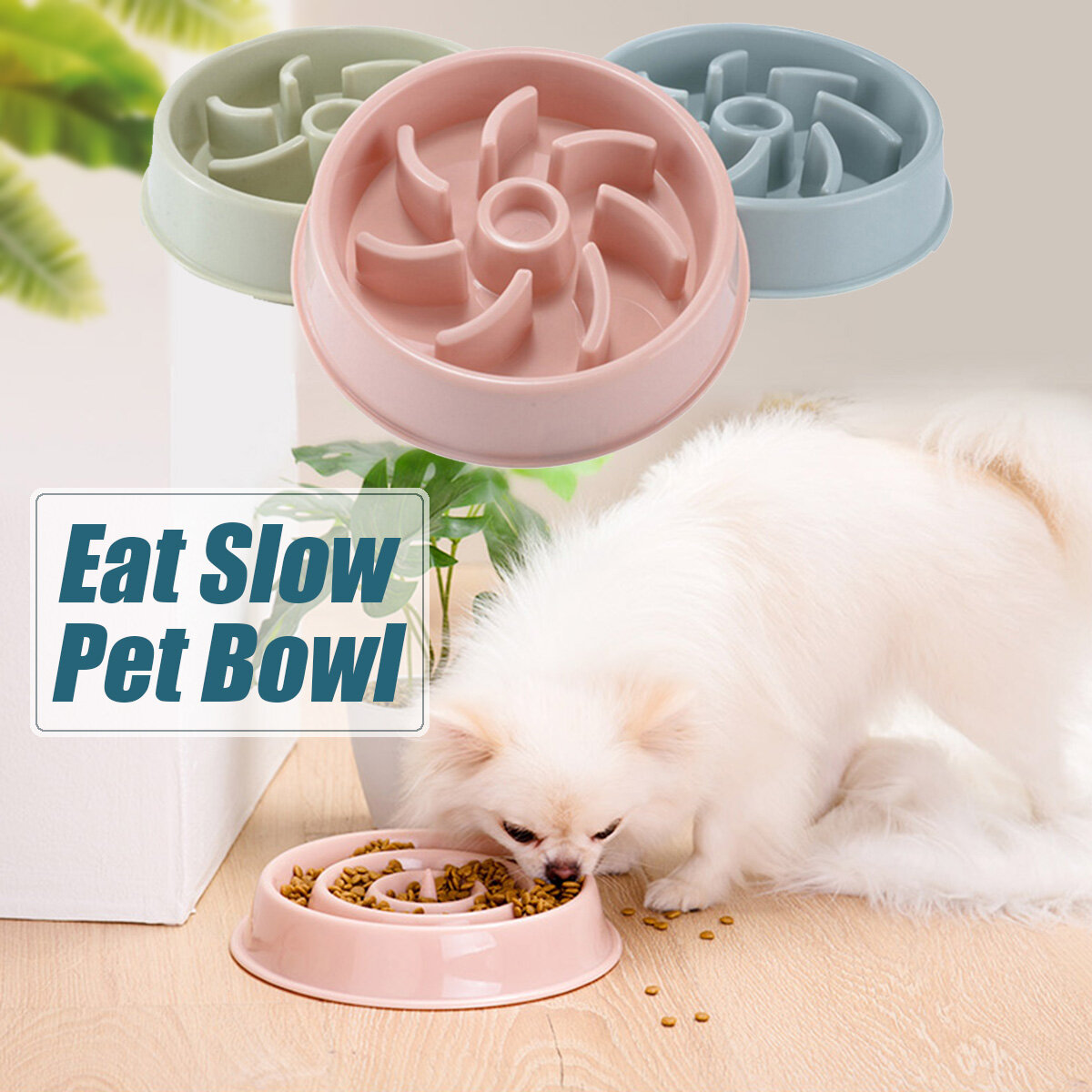 

Pet Dog Cat Slow Eat Bowl Puppy Feeder Eat Bowl Health Diet Obesity Supplies, Green;pink;blue