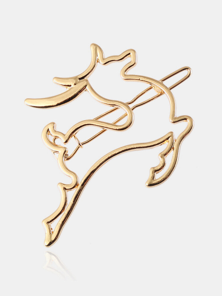 Cute Hair Clip Silver Gold Hollow Deer Animals Hairpin Hair Jewelry Accessories for Women