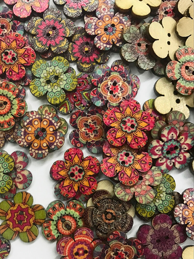 100 Pcs Retro Style Plum Blossom Button European Style DIY Decorative Flower Buttons