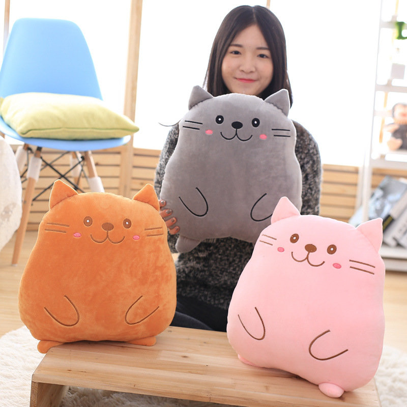 

15.7x11.8" Cartoon Cat Plush Hug Pillow Cushion Home Decorative Soft Pillow Toy Child Gift, Pink;brown