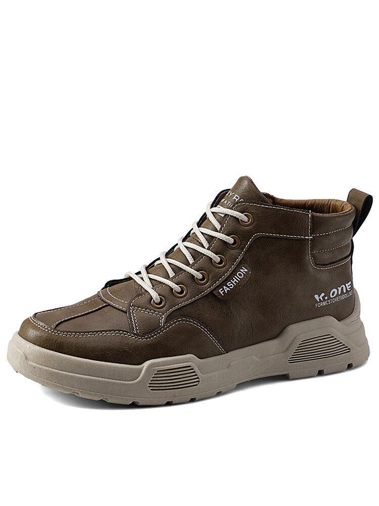 

Men Sport Soft Microfiber Leather Slip Resistant Casual Tooling Boots, Black;khaki