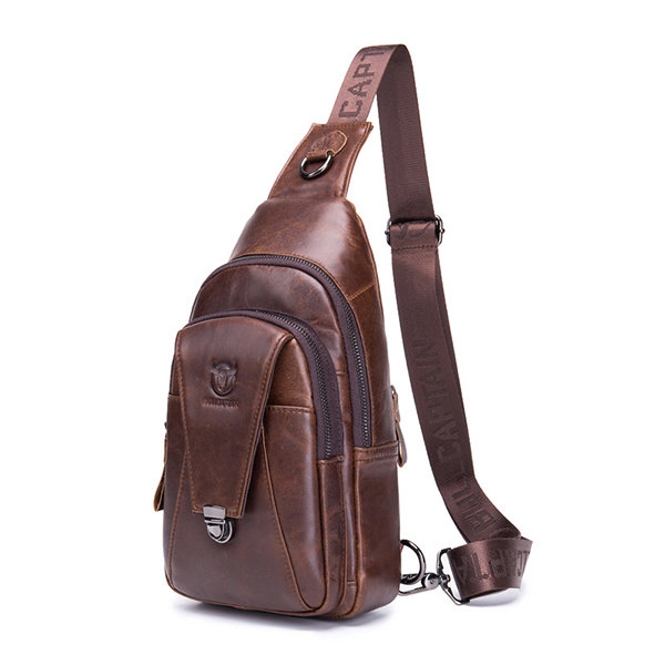 

Bullcaptain Vintage Genuine Leather Large Capacity Chest Bag Sling Bag Crossbody Bag For Men, Brown;black