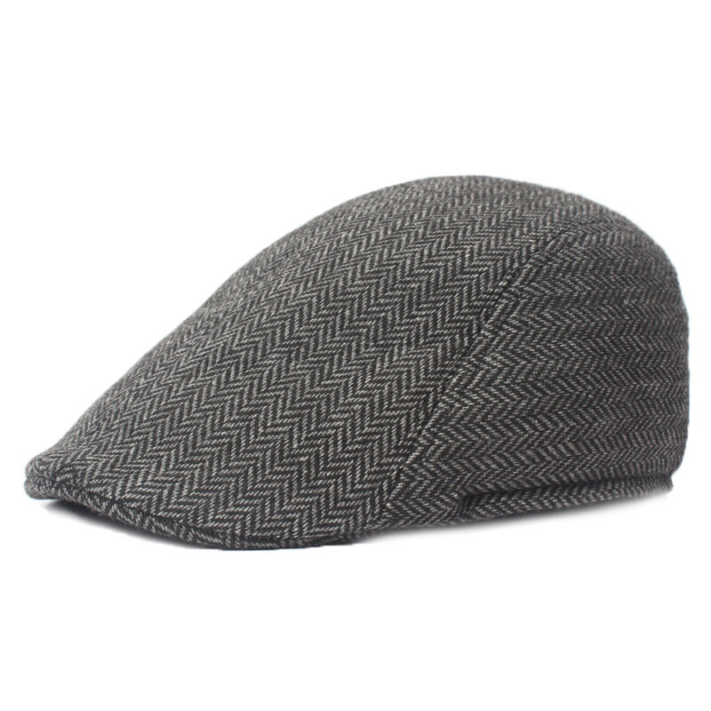 

Mens Winter Lattice Cotton Retro Beret Cap Forward Hat Newsboy Cap Peaked Gorras Adjustable Hat, Deep grey;coffee;grey