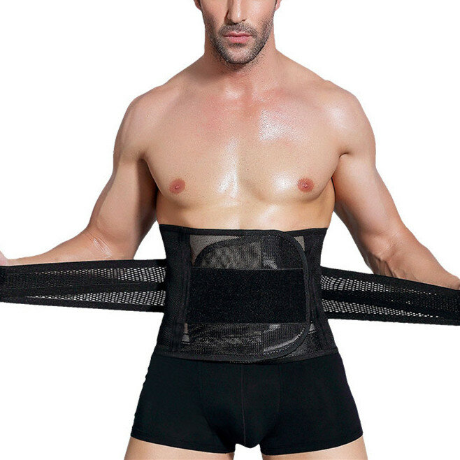 

Men's Adjustable Waist Support High Elasticity Breathable Sport Fitness Body Shaper Belly Belt, Nude;black