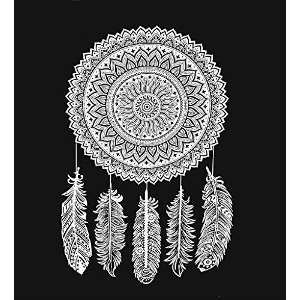 

210x145cm Dream Catcher Black And White Mandala Tapestry Wall Hanging Indian Cotton Blanket