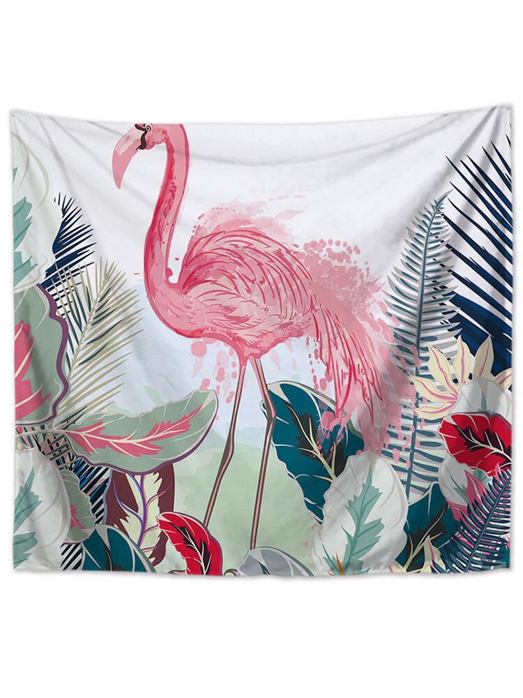 Tenture murale Flamingo imprimée Tapisserie Salle Décor Art Tropical Plantes Yoga Tapis