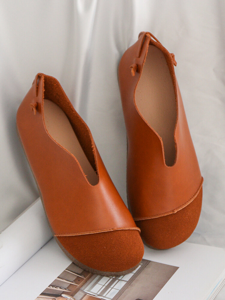 

Women Casual Splicing Flat Slip On Brown Loafers, Yellow;brown;khaki