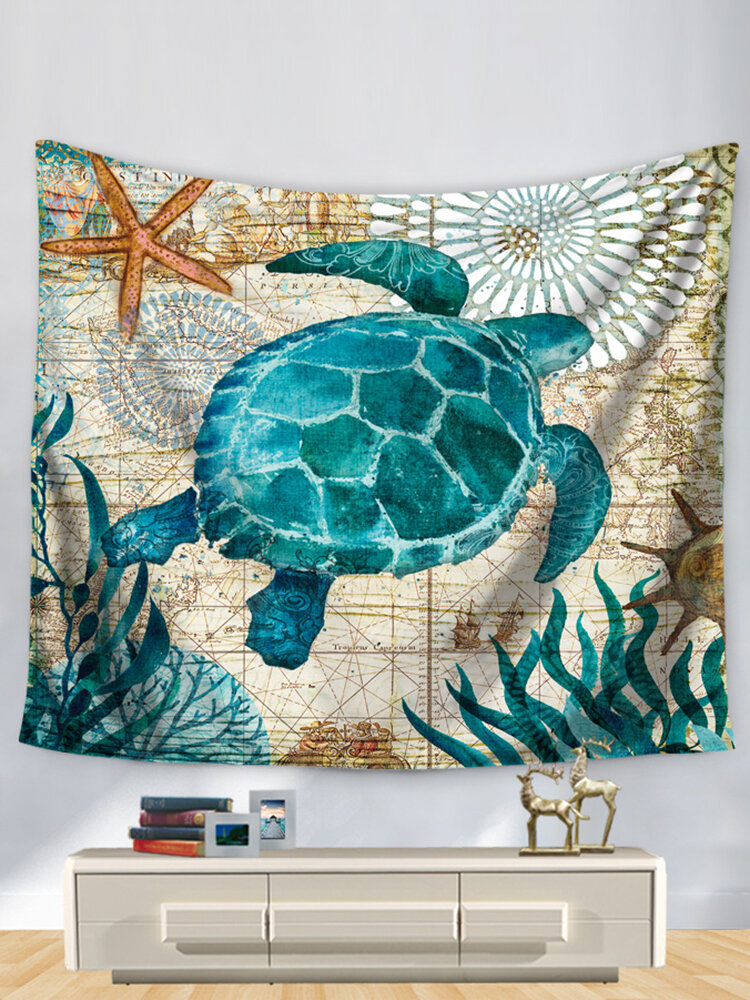 Sea Turtle Octopus Sea Horse Wall Hanging Tapestry Decorative Table Cloth Bedroom Blanket Yoga Mat
