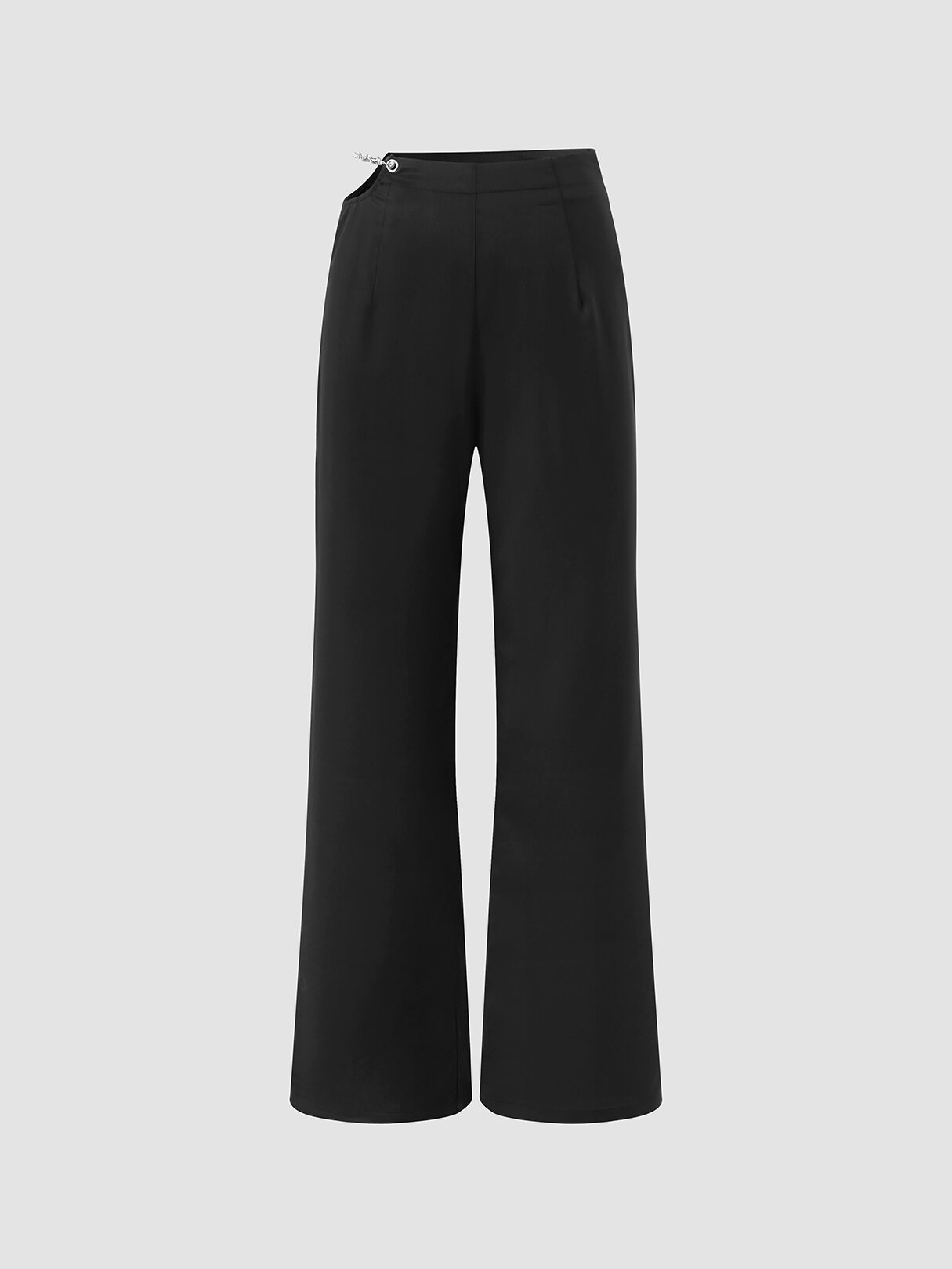 Solid Chain Zip Casual Pants