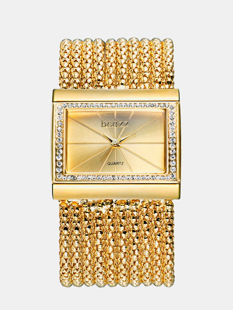 Orologio da polso da donna di lusso per il tempo libero Quadrante quadrato Rame Bracciali Bracciali al quarzo Watch