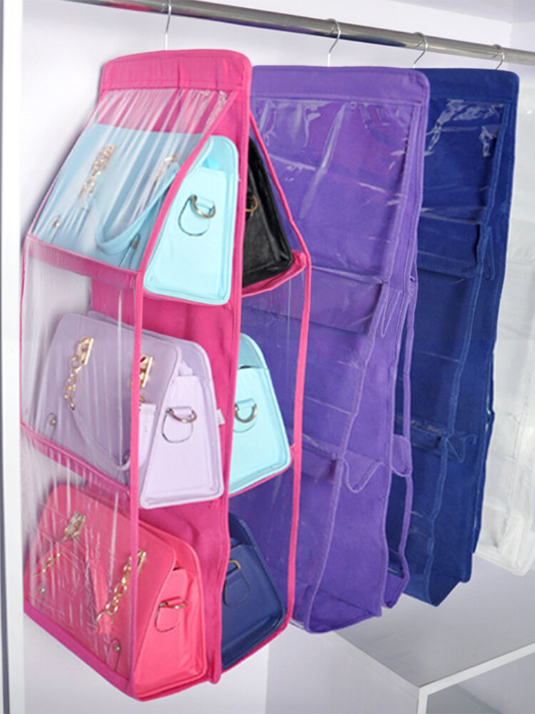 Double Bread Bag Non-woven Storage Hanging Bag Hanging Wardrobe Perspective Finishing Home Storage Bag