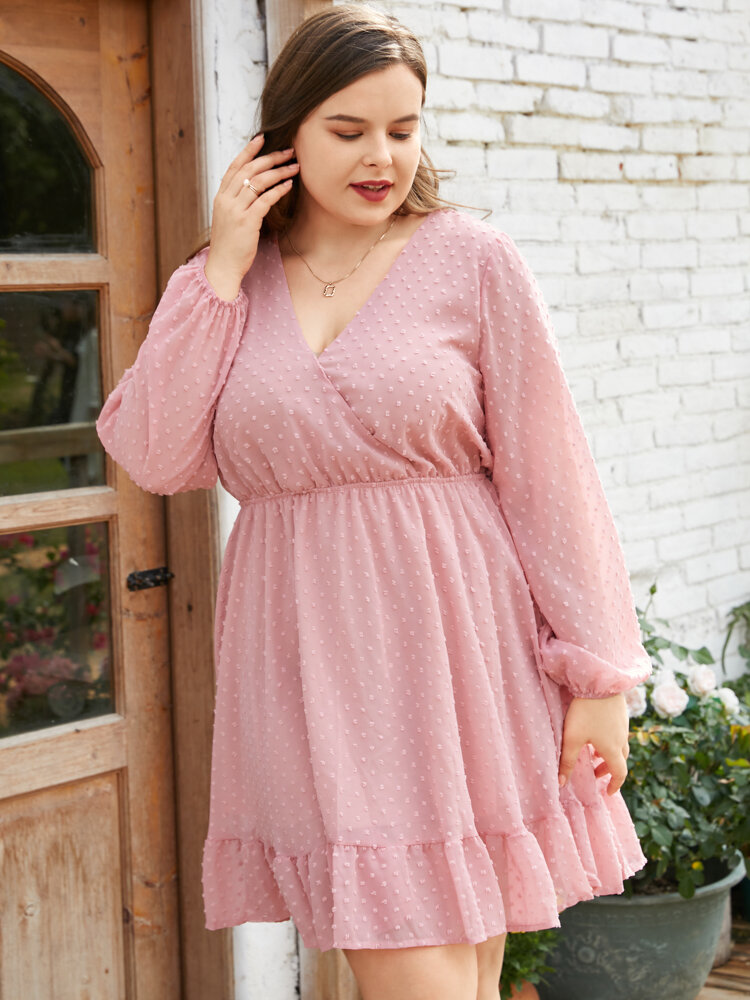 Plus Size Crossed Front Casual Dress