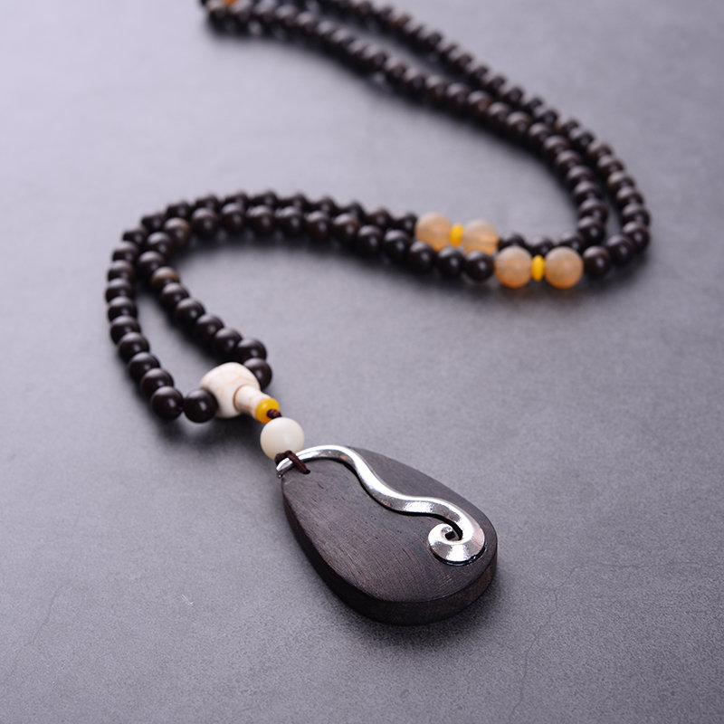 Fashion Ethnic International Jewelry Wood Beaded Necklace Vintage Wood Charm Necklaces For Women