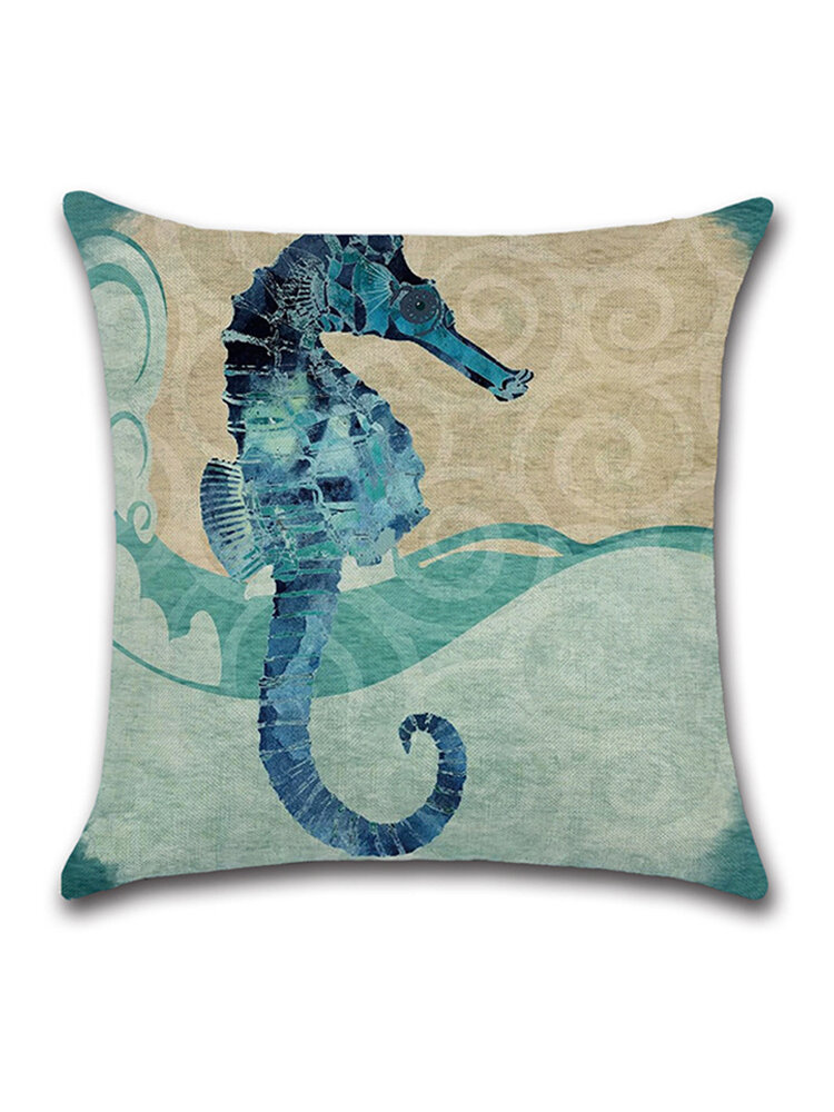 

Ocean Octopus Sea House Crab Printed Cotton Linen Cushion Cover Square Sofa Car Decor Pillowcase