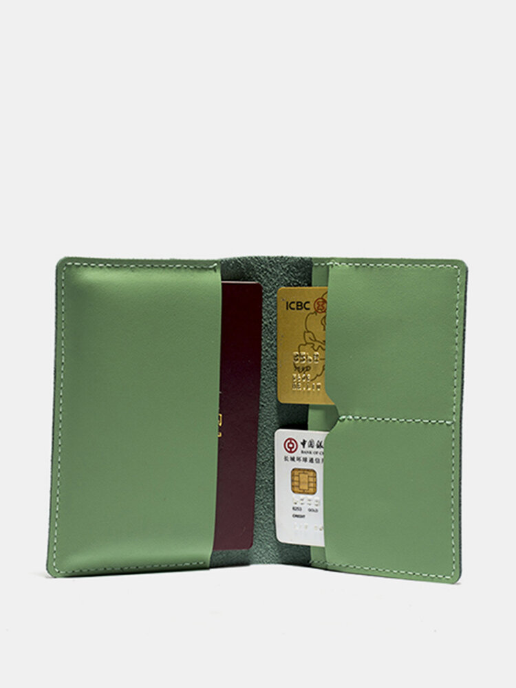 Men Genuine Leather Passport Holder Wallet Card Holder