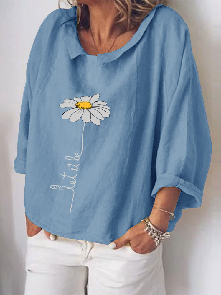 Свободная блузка с цветочным принтом и рукавами 3/4 размера Plus