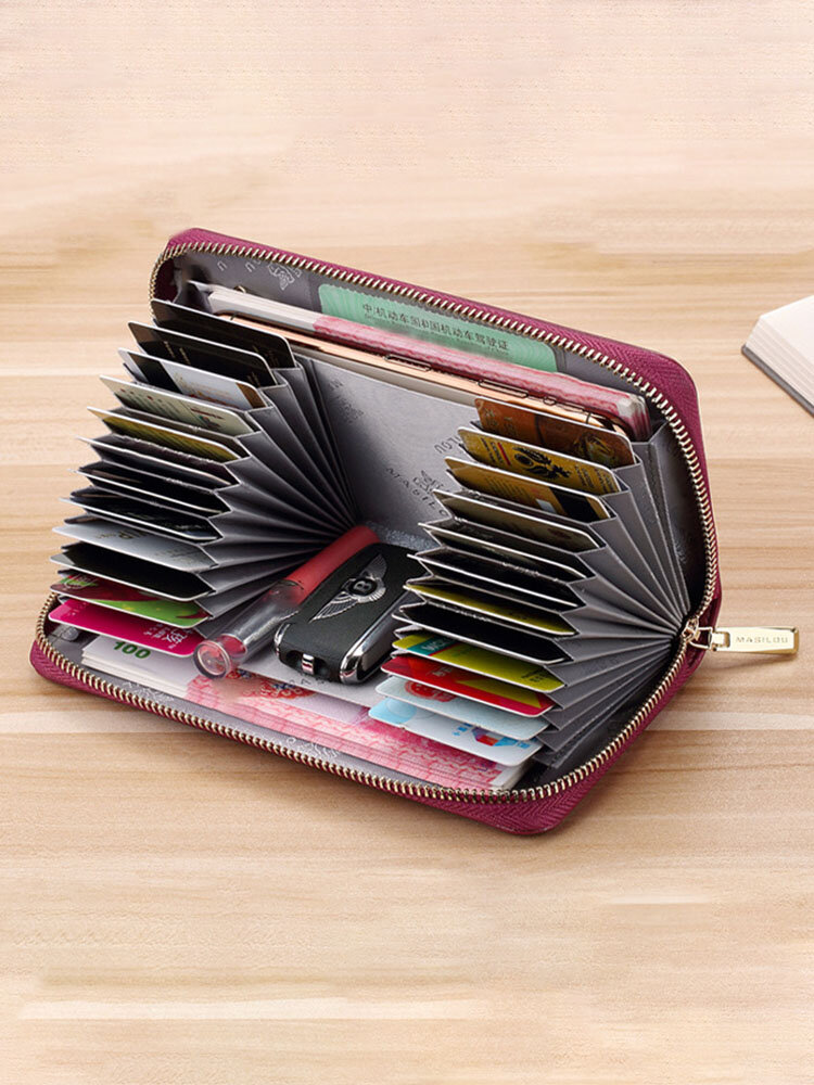 Simple Genuine Leather 6.5 Inch Anti-theft RFID Clutch Wallet Multi-card Slots Card Holder Long Purse