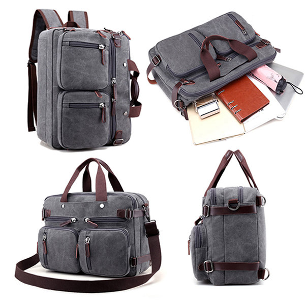 

Ekphero Multi Use Canvas Crossbody Bag Multi Pocket Solid Backpack Handbag For Men, Khaki;black;gray;brown