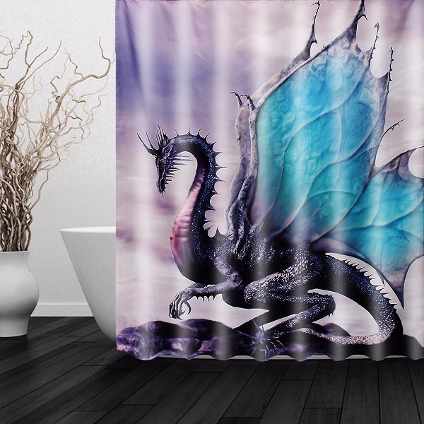 1.5x1.8m Dragon Waterproof Polyester Fiber Bathroom Shower Curtain Bathroom Decor