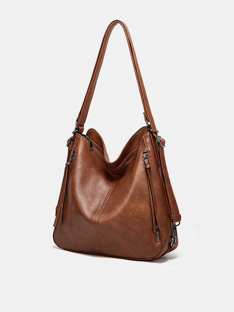 JOSEKO Women's Faux Leather Vintage Casual Soft Multifunctional One Shoulder Crossbody Bag Backpack