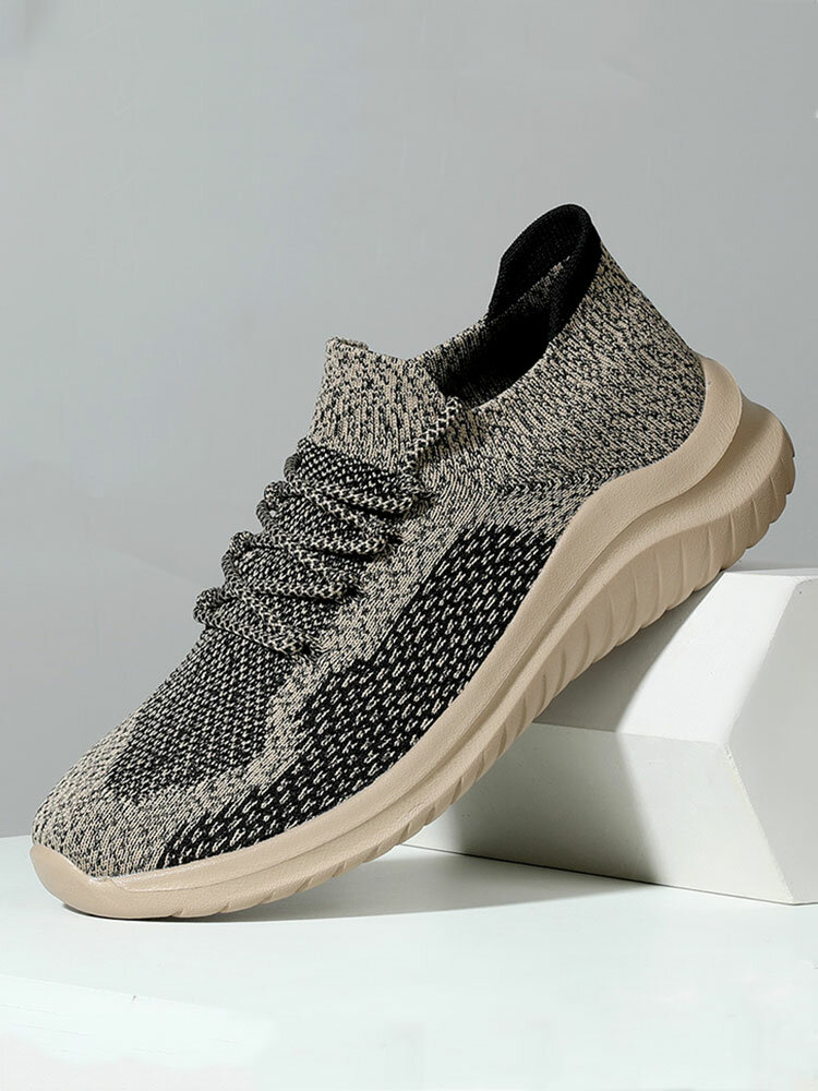 Men Breathable Knitted Fabric Running Sport Casual Shoes