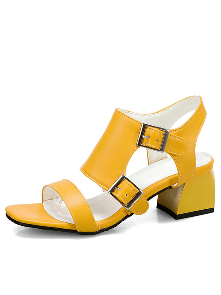 Plus Size Women Casual Buckle Chunky Heel Sandals