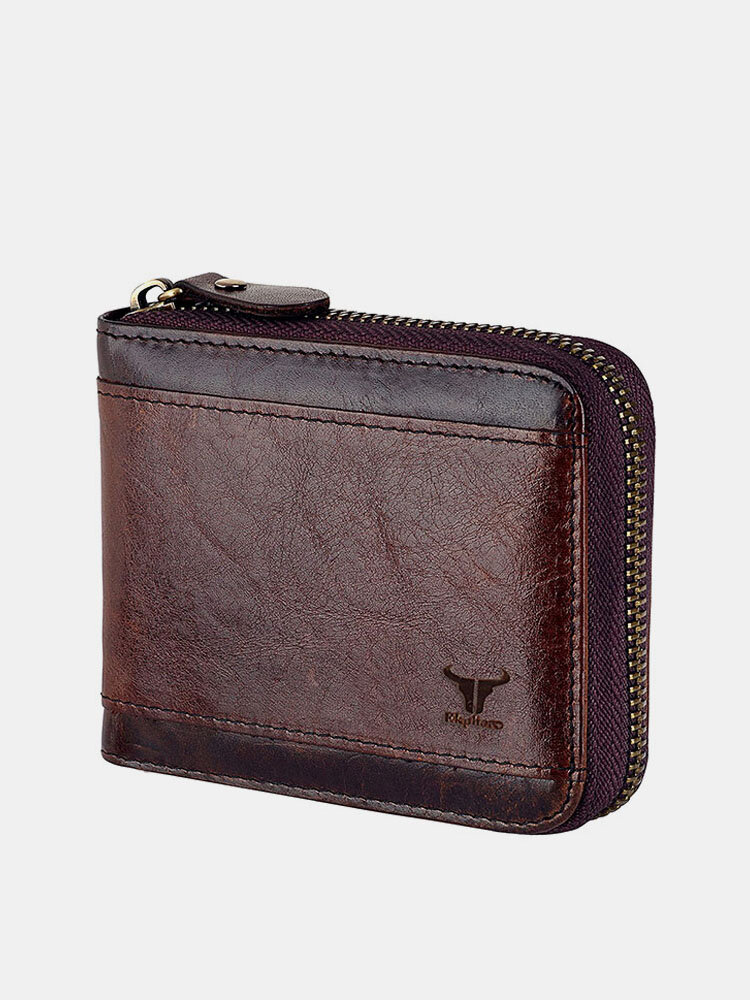 Men Genuine Leather Multi-card Slots Retro Coin Wallet SIM Card Foldable Card Holder Wallet