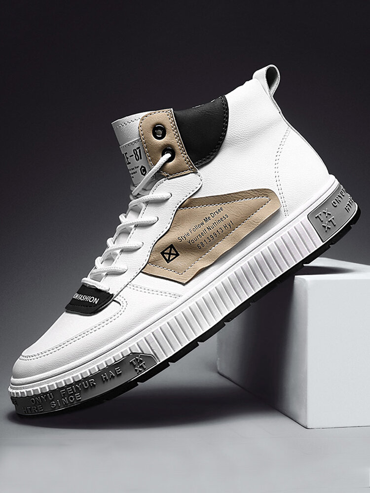 Men Colorblock Breathable Wearable High Top Casual Sneakers