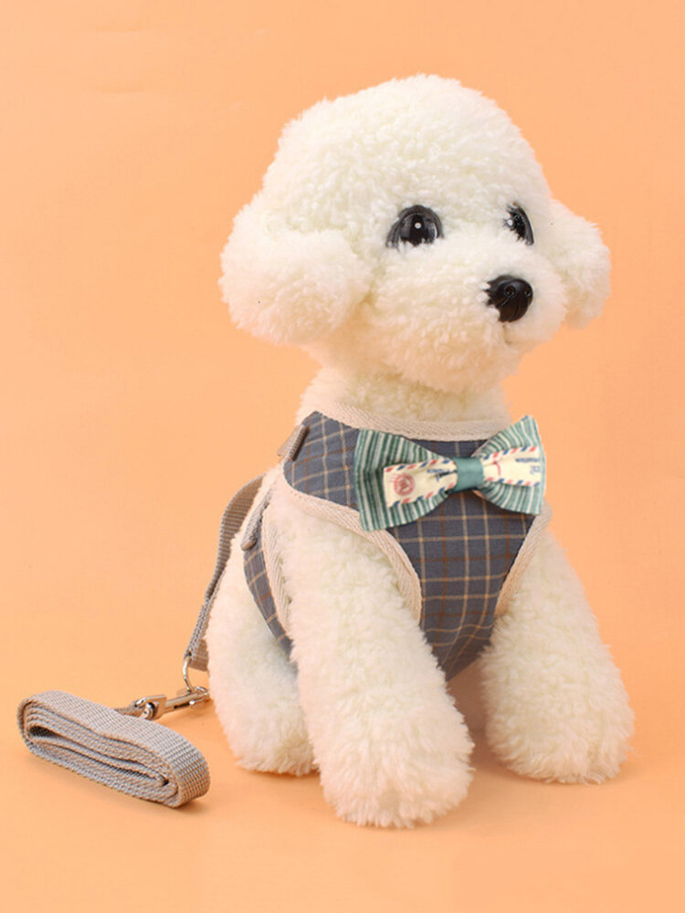 Pet Strap Leash Dog Small Dog Vest-Style Bow Evening Dress Chest Strap Dog And Cat Universal